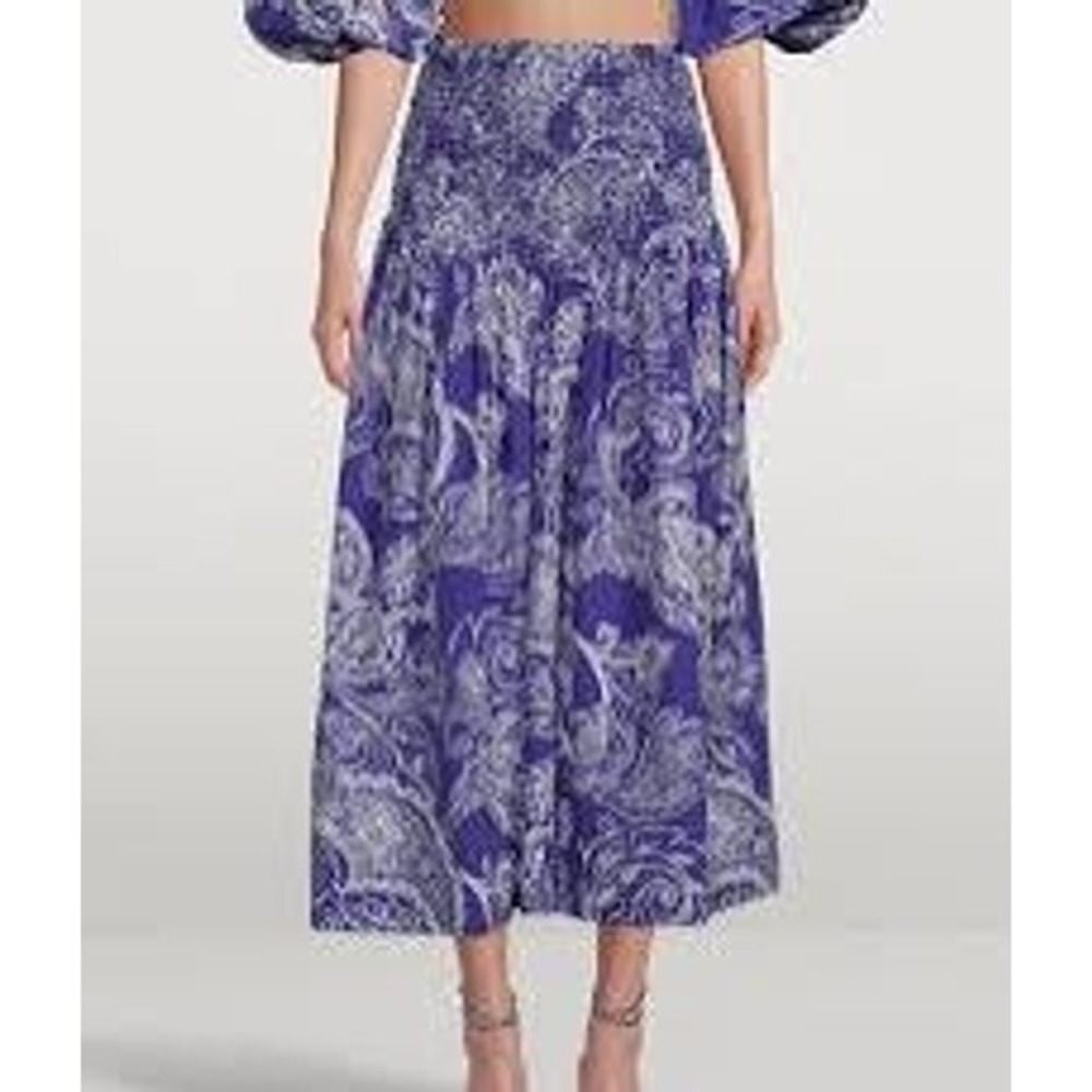 MARA HOFFMAN Nicole Midi Skirt In Emonia Print-Purple-Organic Cotton Size 3X